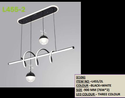 Black and White Pendant Light- L455/2L