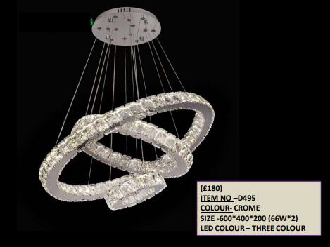 Luxury Chrome LED Chandelier – (Item No: D495)