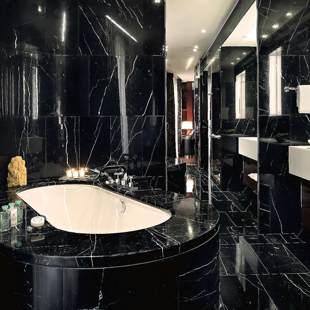 Nero Marquina Black and white- 120x60 High Gloss Porcelain Tile