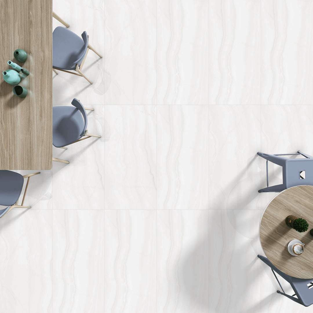 Bianco Onice Light beige - High gloss porcelain tile - 1200x600 mm