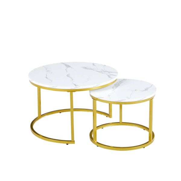 Round Nesting Coffee Tables with Gold or Black Frame