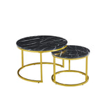Load image into Gallery viewer, Round Nesting Coffee Tables with Gold or Black Frame
