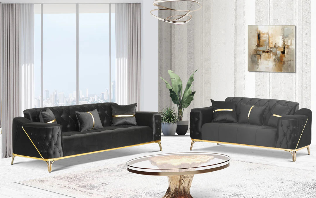 Jasmine Black Velvet Sofa Set (Starting from £534 to £1380)